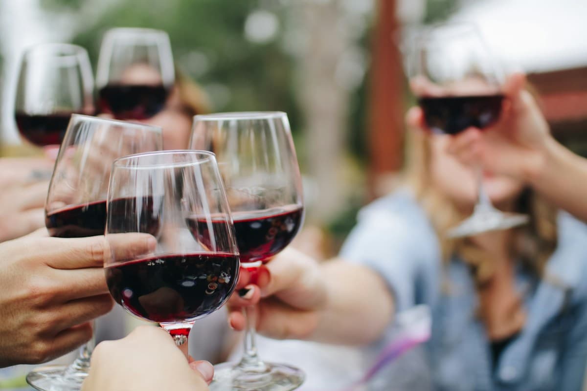 Deep red wine in a fine glass, an atmospheric illustration of an unhurried evening